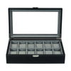 Sonny 12 Slots Black Leather Watch Box Storage Holder Organizer for Men