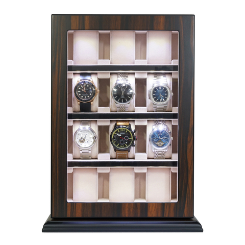 Sonny Custom Luxury 12 Slots Ebony Wooden Watch Box Display Cabinet with LED Light