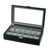Sonny 12 Slots Black Leather Watch Box Storage Holder Organizer for Men