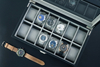 Sonny Personalised 12 Slots Black Carbon Fiber Leather Mens Watch Box Holder