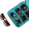 Sonny Custom Wholesale 3 Slots Blue Travel Leather Sunglasses Holder Organizer Eyeglasses Box Case
