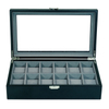 Sonny Personalised 12 Slots Black Carbon Fiber Leather Mens Watch Box Holder