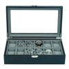 Sonny Personalised 12 Slots Black Carbon Fiber Leather Mens Watch Box Holder