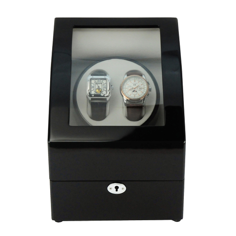Sonny Black Ebony 5 Slots High Glossy Wooden Watch Winder Display Box for Automatic Watches