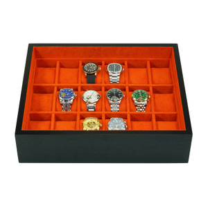 Sonny Custom 18 Slots Black Wooden Stackable Watch Display Tray Organizer