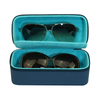 Sonny Custom Logo Luxury 2 Pairs Travel Blue Leather Sunglasses Case