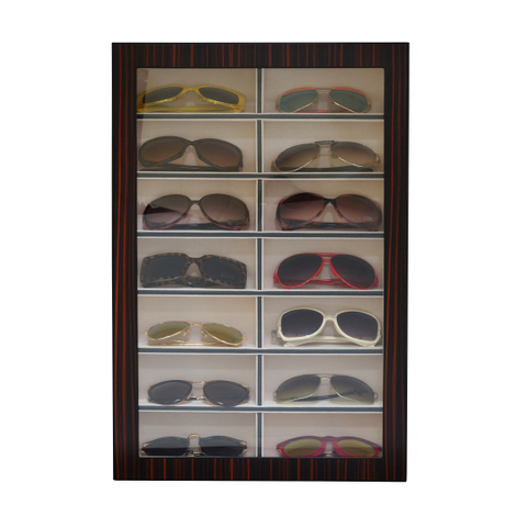 Sonny Custom Wholesale Black Wooden 14 Slots Sunglasses Storage Box holder Eyewear Organizer Box Case for Men