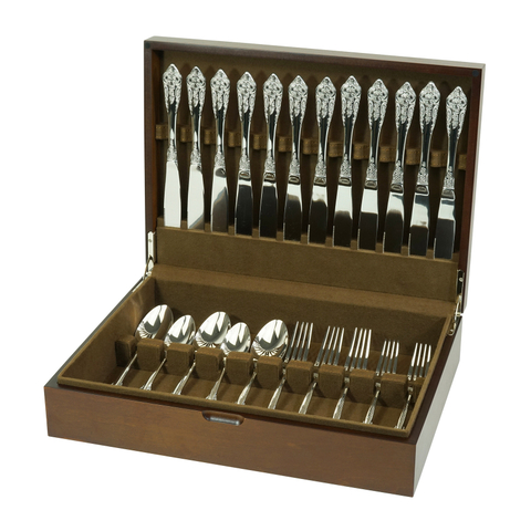 Sonny Custom Walnut Wooden Single Layer Silverware Chest Flatware Storage Box for Cutlery