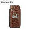Lifomenz Co Handmade 3 CT Travel Croco Leather Cigar Case with Cigar Cutter
