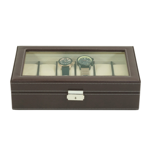 Sonny Custom Wholesale 12 Slots Brown PU Leather Watch Box for Men