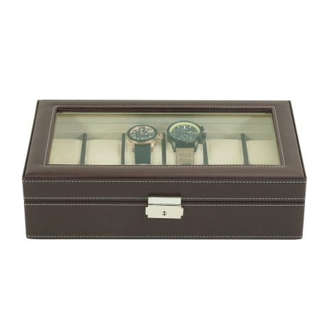 Sonny Custom Wholesale 12 Slots Brown PU Leather Watch Box for Men