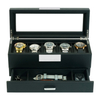 Sonny Custom Wholesale 5 Slots Black Leather Watch Box Organizer with Drawer