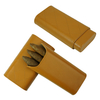 Sonny Premium 3- Finger Brown Split Leather Travel Cigar Case - Cigar Accessories - Cigar Humidor with Diamond Stitching