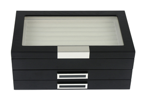 Large Size Black 108 Pairs of Wooden Cufflinks Box Jewelry Store Dedicated for Personal Collection