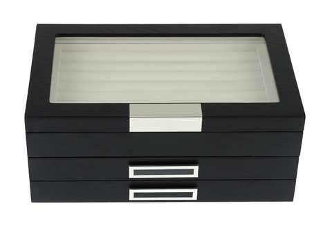 Large Size Black 108 Pairs of Wooden Cufflinks Box Jewelry Store Dedicated for Personal Collection