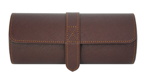 Sonny Crossgrain Watch Bracelets Case Leather Travel Case Watch Roll for 3 watches Customized Logo