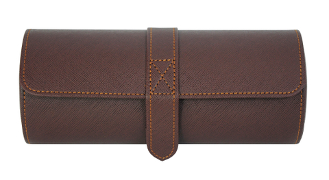 Sonny Crossgrain Watch Bracelets Case Leather Travel Case Watch Roll for 3 watches Customized Logo