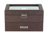 sonny 20 Slots Exquisite Workmanship Brown Leather Watch Box With Glass Window And Drawer And Pillows For Man