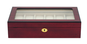 Sonny Macassar Cherry Paint Matte 6 / 10 / 12 / 24 Watches Holder Wooden Watch Box in Stock