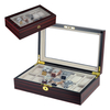 Sonny Hot-sale Vintage 12 Slots Ebony Wooden Watch Display Box with Glass Top Lid for Man and Woman Best Gift Choice