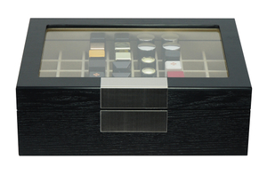 Sonny New Costom Products 48 Slots Wooden Lipstick Holds Storage Case with Top Display Glass Window for Women Gift