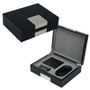 Custom Logo Luxury Black Wooden 3 Slots Set for Leather Wallet+Belt+Car Key Storage Box for Men Gift