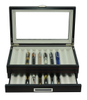 Box for Pen Luxury Ebony Wood with Drawer for 20 Fountain Pens Packaging Holder Box