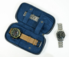Sonny New Blue Genuine Leather Travel 2 Watch Zipper Case 