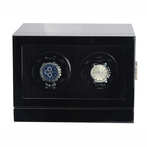 Sonny High End Glossy Black Wooden Watch WInder Box for 2 Mechanical Watches