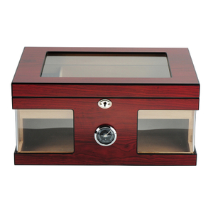 Glass Top Spanish Cedar Humidor with Two Acrylic Window Front