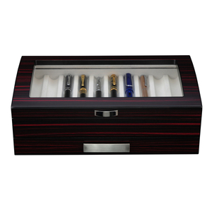 Box for Pen Luxury Ebony Wood with Drawer for 20 Fountain Pens Packaging Holder Box