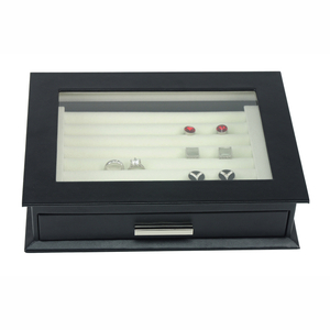Sonny Custom Logo Wholesale 36 Pairs Glass Top Leather Cufflinks Storage Box