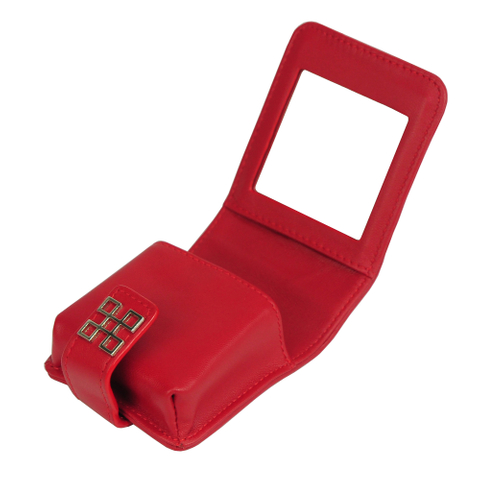 Sonny High End Lambskin Real Leather Lipstick Case Holder Mini Portable Travel Cosmetic Make Up Bag for 2 3 Lip Rouge