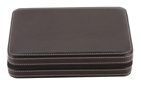 Sonny Travel Leather Watch Case 8 Slots Black Zipper Case Portable Watch Box OEM Logo Customized