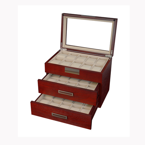 Sonny Case 30 Slot Wooden Mens Valet Watch Boxes Xmas Gift for Watches Collection