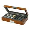 Sonny New Design Mens Mahogany Wood Watch Box Organizer with for 6 Watches + 8 Watch Bands