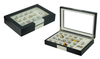 Luxury Cufflink Ring Jewelry Storage Display Box with 20 Slots High Clear Glass Diaplay Top Window 