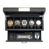 Sonny Custom Wholesale 5 Slots Black Leather Watch Box Organizer with Drawer