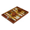 Sonny Custom Logo Deluxe 13 In Brown Leather Backgammon Set