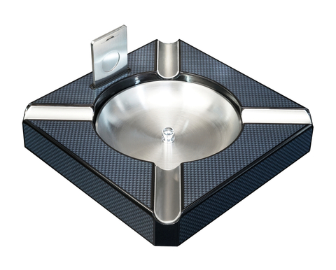 Sonny High Gloss Carbon Fiber Wooden Ash Tray Square Ashtray with Cutter in stock