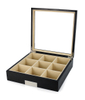 Personalized 9 Tie Display Case Black Wooden Storage Box for Men Gift Box