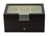 12 Slots Ebony Wooden Tie & Belt Display Box for Mens Accessories Storage Case with Glass Top