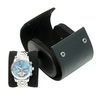 Sonny Custom Logo Black Leather Single Travel Watch Roll Case with Fixable Pillow