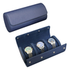 Sonny High Quality Custom Blue Leather 3 Watch Roll Travel Case with Fixable Pillow