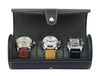 Sonny Hand made Black 3 Watches Travel Leather Watch Roll Case