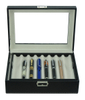 16 Slots Fountain Pen Case Black Leather Pen Display Box Storage Case with Lock