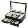 Box for Pen Luxury Ebony Wood with Drawer for 20 Fountain Pens Packaging Holder Box