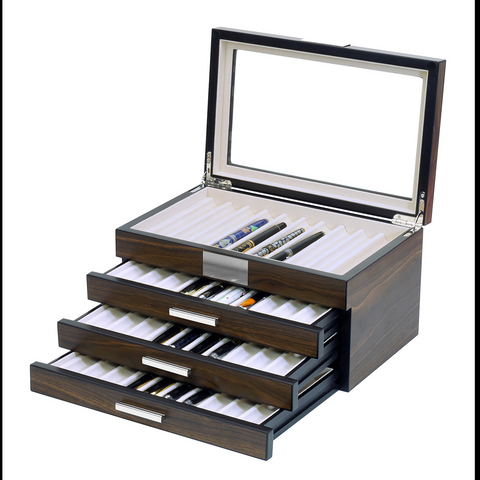 Sonny The Newest Design Walnut Color Wooden Box For Ink Pen Luxury Customized Logo 4 Layers Lacquer Wood Pen Display Box
