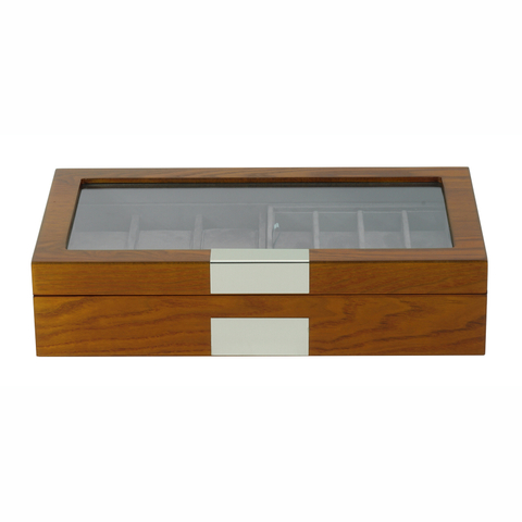 Sonny New Design Mens Mahogany Wood Watch Box Organizer with for 6 Watches + 8 Watch Bands