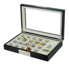 Luxury Cufflink Ring Jewelry Storage Display Box with 20 Slots High Clear Glass Diaplay Top Window 